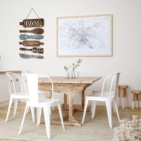 NEW 6 Pcs Bless the Food Before Us Sign Farmhouse Kitchen Wall Decor - Picture 6 of 7